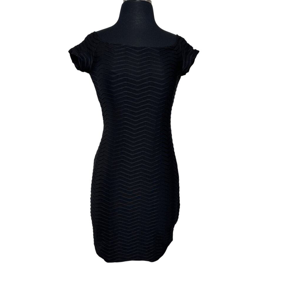 Wet Seal Y2K Chevron Textured Bodycon Mini Dress Black Size M Made USA Deadstock